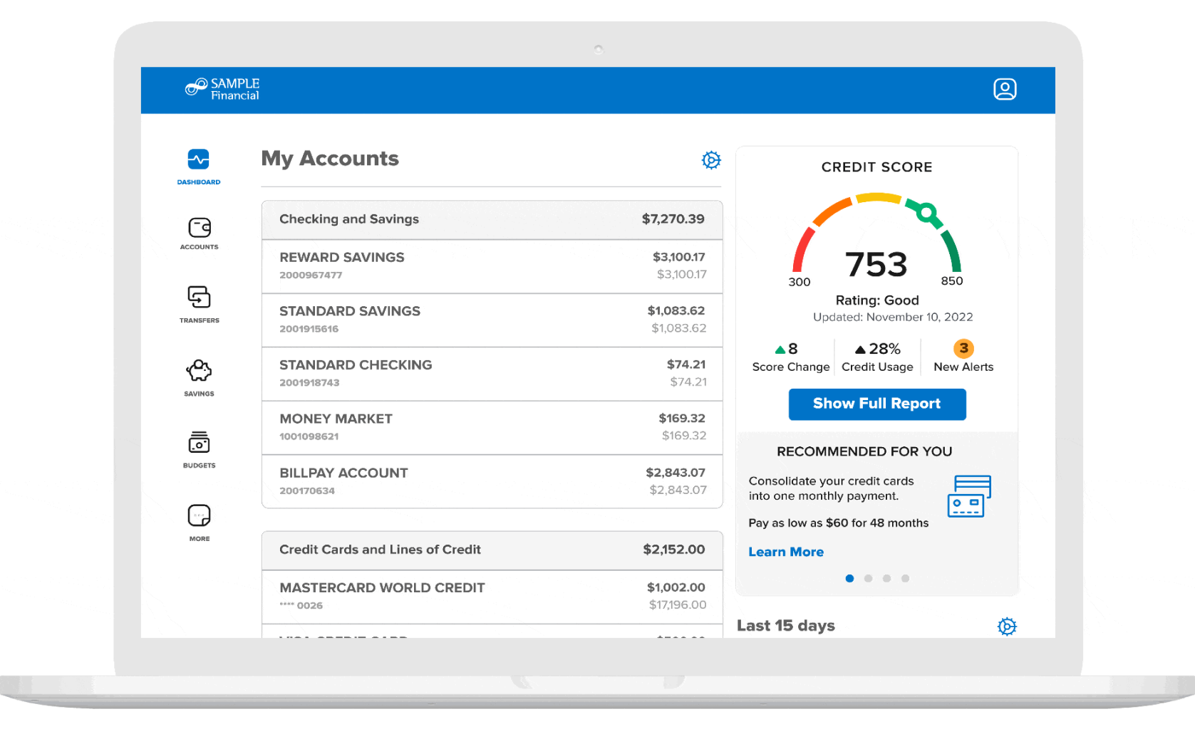 Credit Score Integrated in Digital Banking
