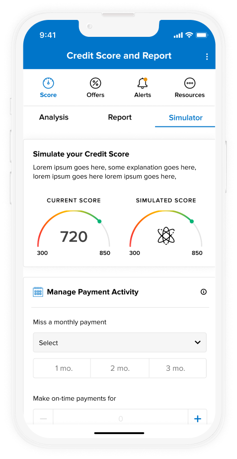 Credit Score Simulator on Mobile Device