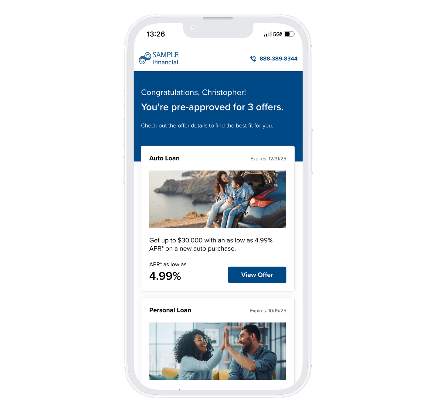 Multiple Pre-Approved Offers Inside Digital Banking