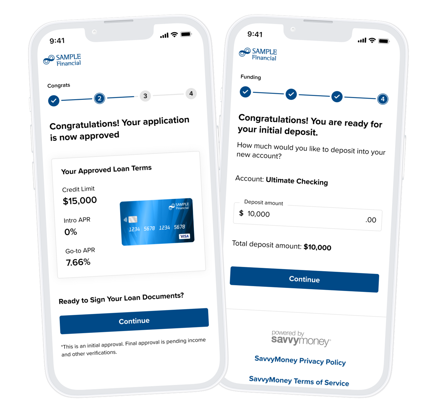 SavvyMoney From Offer to Funded Screens