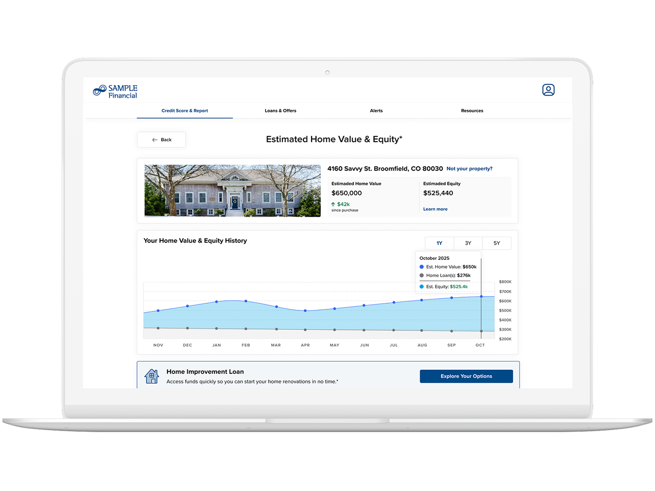 SavvyMoney Home Value & Equity Tool on Laptop